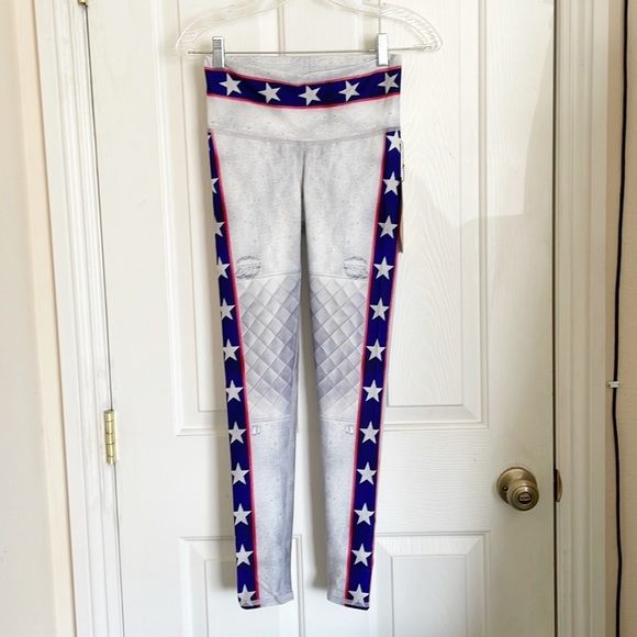 Niyama Sol Barefoot Evel Star Moto Print Yoga Active Leggings size M - Picture 2 of 8